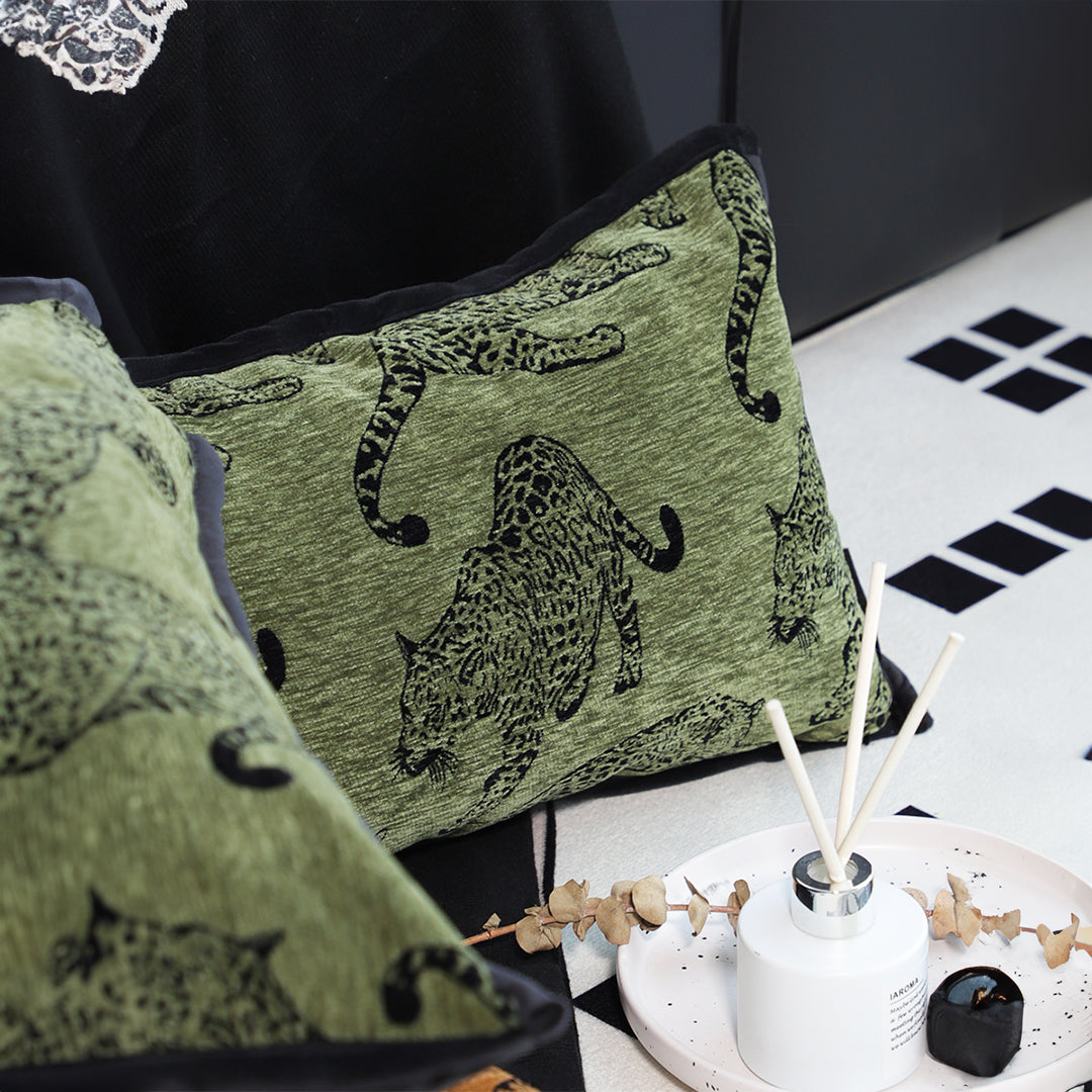 SOGA 2X 30cm Throw Pillow Green Leopard Lumbar Decorative Cushion for Living Room Home Decor