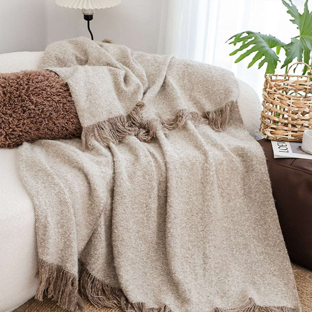 SOGA 2X 160x200cm Coffee Blanket – Vintage Tassel Throw for Rustic Comfort $ 172