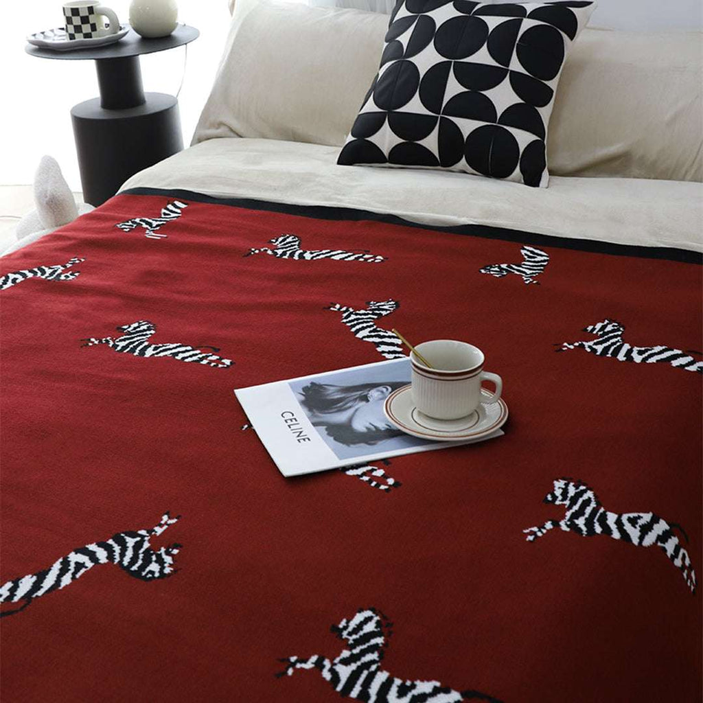 SOGA 2X Wine red Zebra Print Throw Blanket 130x180cm Acrylic $ 189
