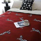 SOGA 2X Wine red Zebra Print Throw Blanket 130x180cm Acrylic $ 189