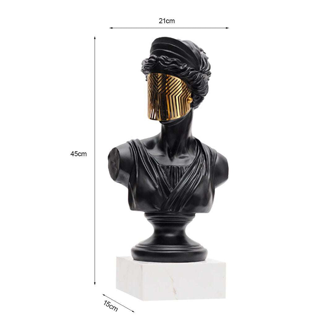 SOGA 45cm Black Resin Bust – Gold Striped Mask Home Sculpture $ 177