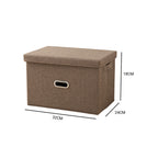 SOGA Coffee Small Foldable Canvas Storage Box Cube Clothes Basket Organiser Home Decorative Box
