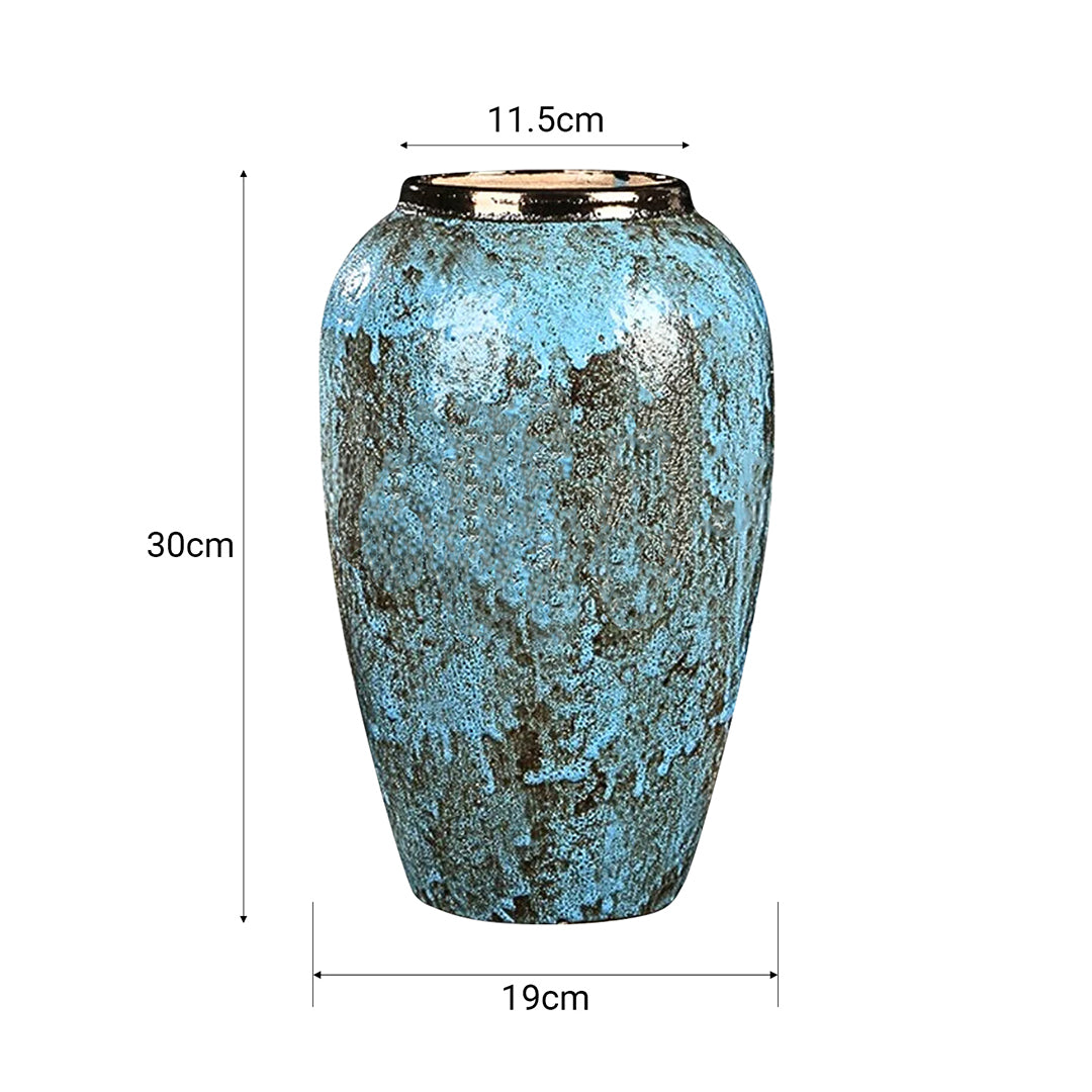SOGA 30x19cm Light Blue Medium Ceramic Flower Vase Elegant Living Room Home Decor