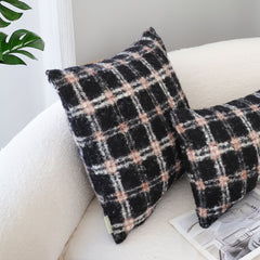 SOGA 2X 50cm Modern Plaid Pattern Blush Pink Gray Decorative Throw Pillow