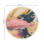 SOGA 2X 120cm Round Tassels Carpet Sky Landscape Clouds Boho Circle Area Rugs Home Decor
