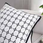 SOGA 2X 50cm Moroccan Black Cross Pattern Black Trim Decorative Throw Pillow