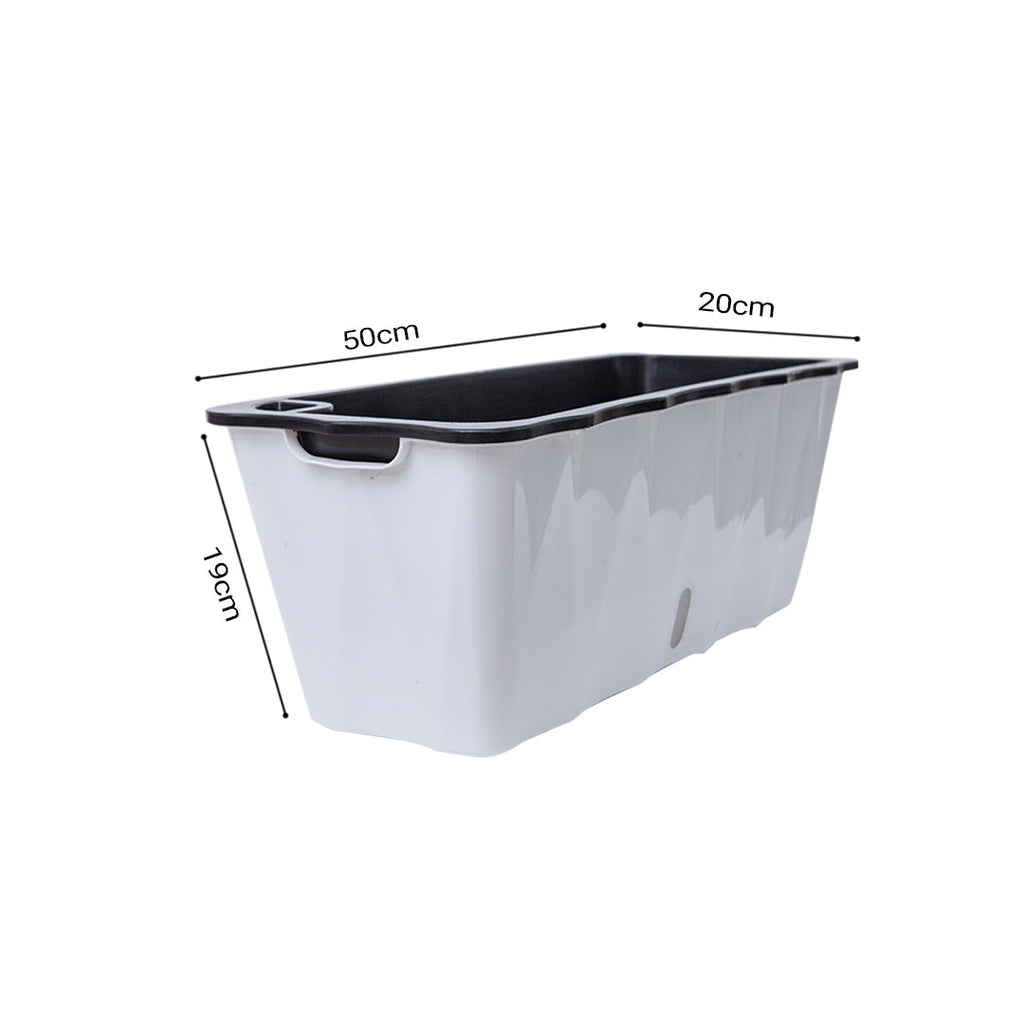 SOGA 2X Large White Rectangular Flowerpot Vegetable Herb Flower Outdoor Plastic Box Garden Decor