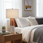 SOGA 4X 60cm White Marble Bedside Modern Desk Table Lamp Living Room Shade with Cylinder Base