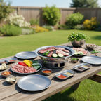 SOGA Kitchenware Bundle – Silver Grilling Plate, Divided Sauce Pan & Portable Charcoal BBQ Grill $ 142