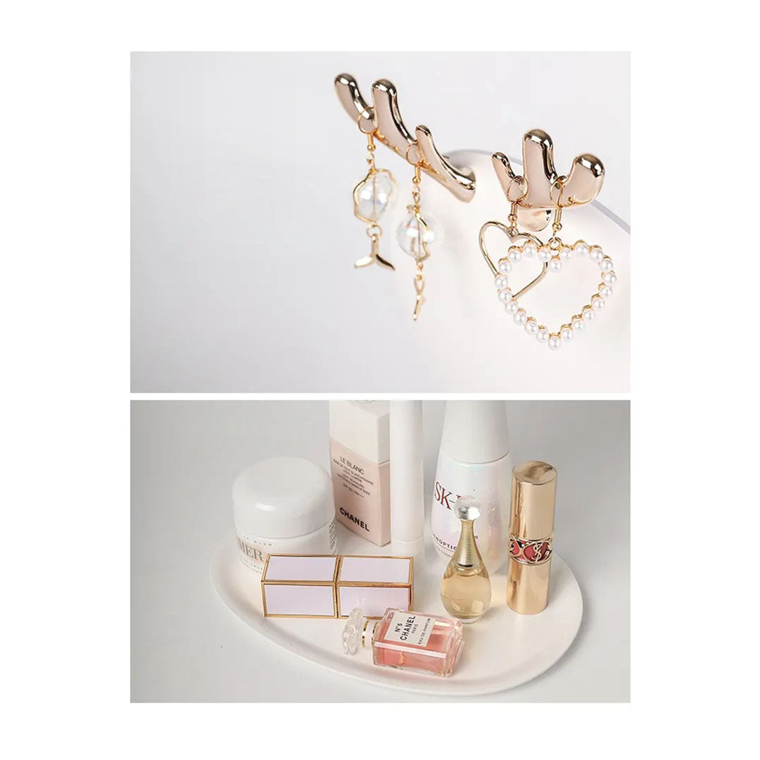 SOGA 2X White Antler LED Light Makeup Mirror Tabletop Vanity Home Decor