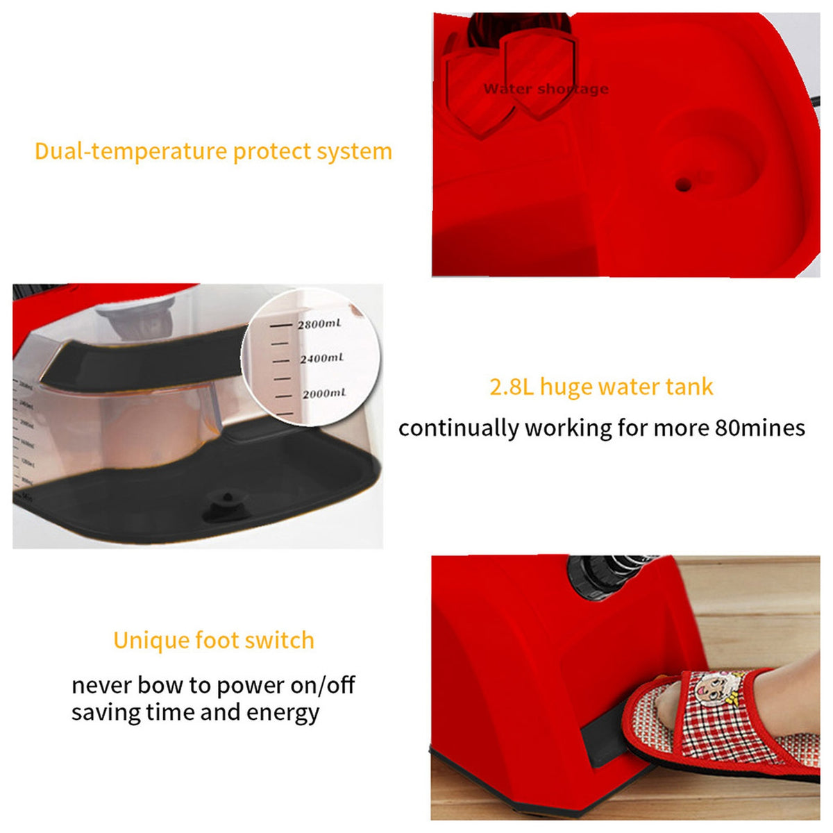 SOGA 2X Garment Steamer Portable Cleaner Steam Iron 80MINS Red