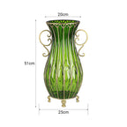 SOGA 51cm Green Glass Oval Floor Vase with Metal Flower Stand