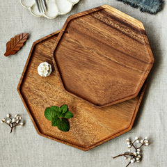 SOGA 2X 20cm Octagon Wooden Acacia Food Serving Tray Charcuterie Board Centerpiece  Home Decor