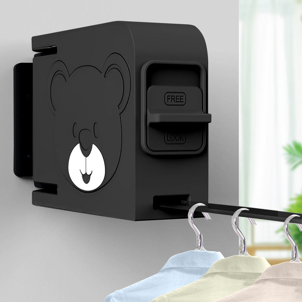 SOGA 2X 160mm Suction-Mounted Retractable Clothes Drying Rack - Black