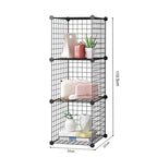 SOGA 2X Black Portable 3 Tier Cube Storage Organiser Foldable DIY Modular Grid Space Saving Shelf
