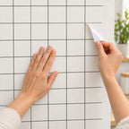 SOGA Peel & Stick Floor and Wall Tiles 30 x 30cm 10 Pack White Grid Tile Look
