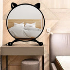 SOGA 2X 40cm Black Smart Makeup Bedroom Table Mirror Cat Ear Style No LED Light