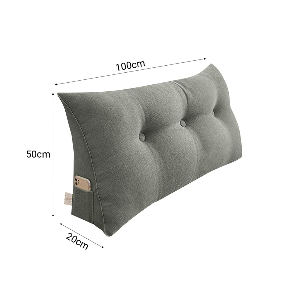 SOGA 100cm Light Grey Triangular Wedge Bed Pillow Headboard Backrest Bedside Tatami Cushion Home Decor
