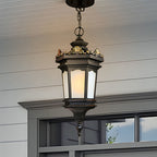 Vintage Lamp 2X 54.5cm Elegant Aluminum & Glass Lantern Chandelier Classic Hanging Light Fixture Antique Style