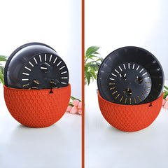 SOGA 2X Red Large Hanging Resin Flower Pot Self Watering Basket Planter