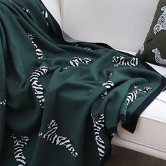 SOGA Forest Green Zebra Print Throw Blanket 130x180cm Acrylic
