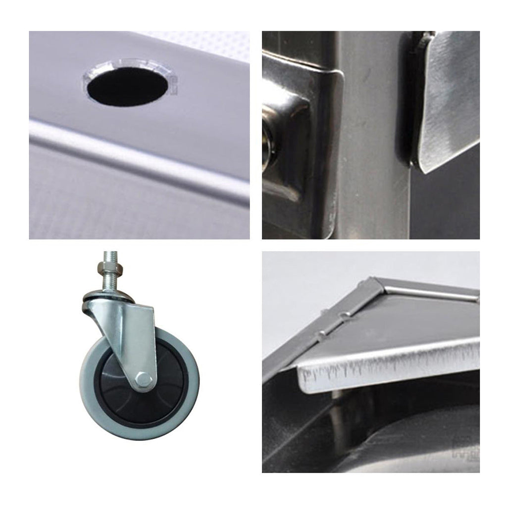 SOGA 2X 2 Tier 500x500x950 Stainless Steel Square Tube Drink Wine Food Utility Cart