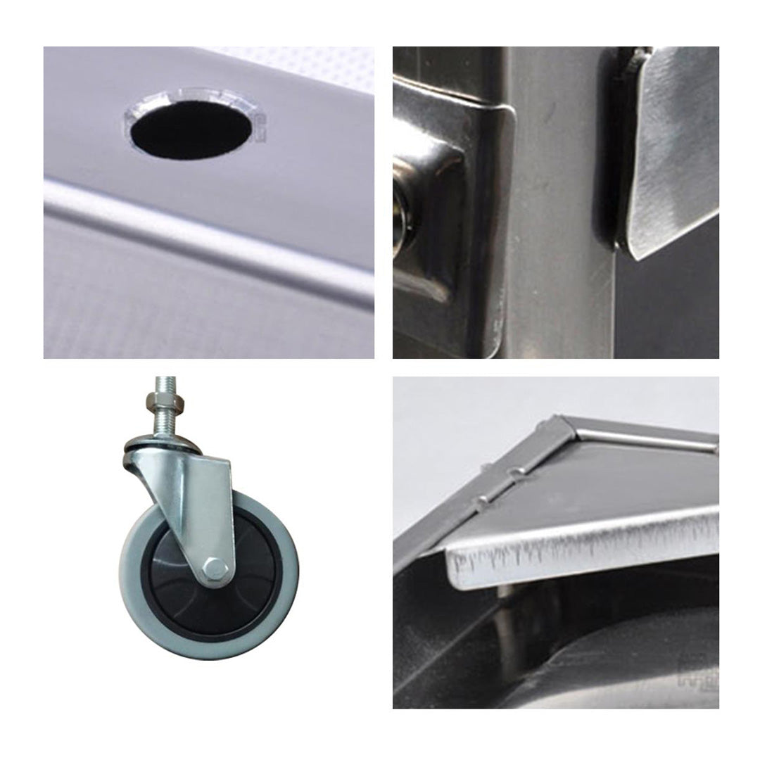 SOGA 2X 2 Tier 500x500x950 Stainless Steel Square Tube Drink Wine Food Utility Cart