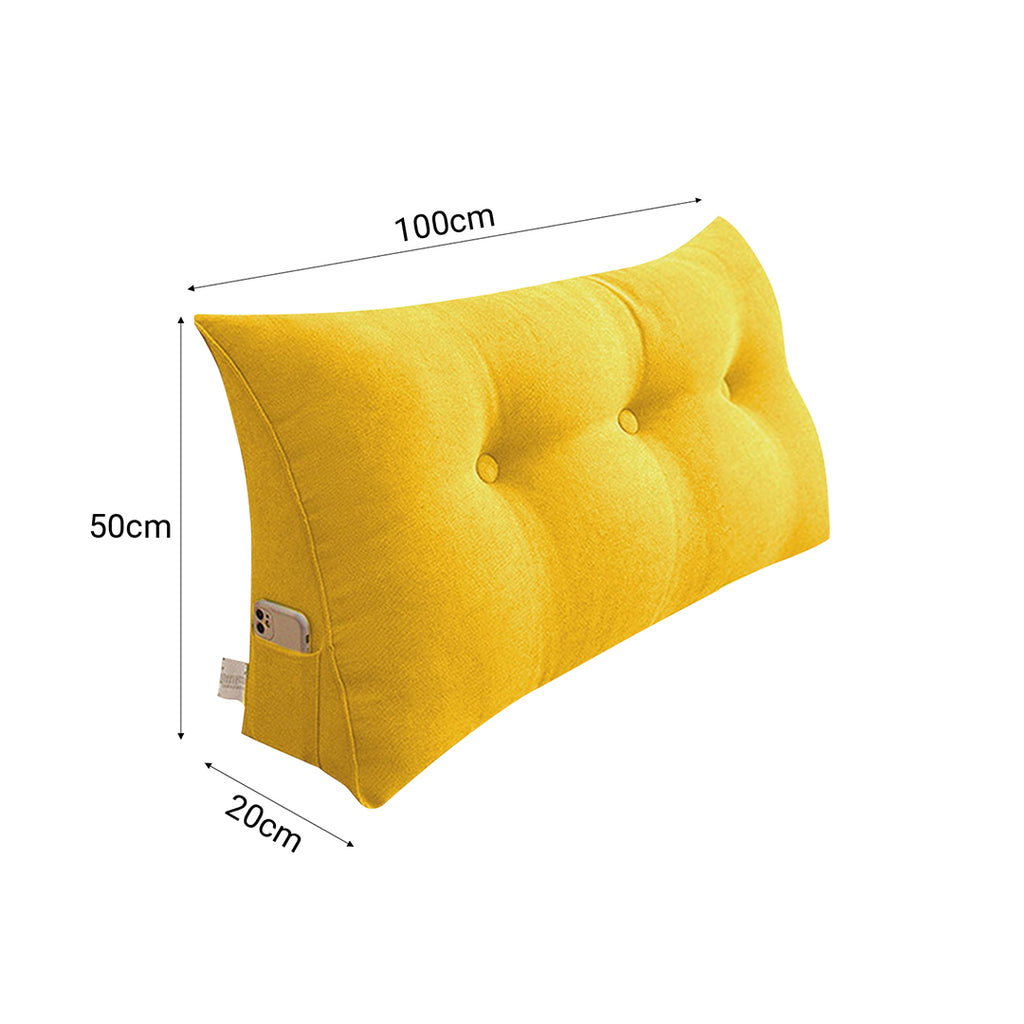SOGA 100cm Yellow Triangular Wedge Bed Pillow Headboard Backrest Bedside Tatami Cushion Home Decor