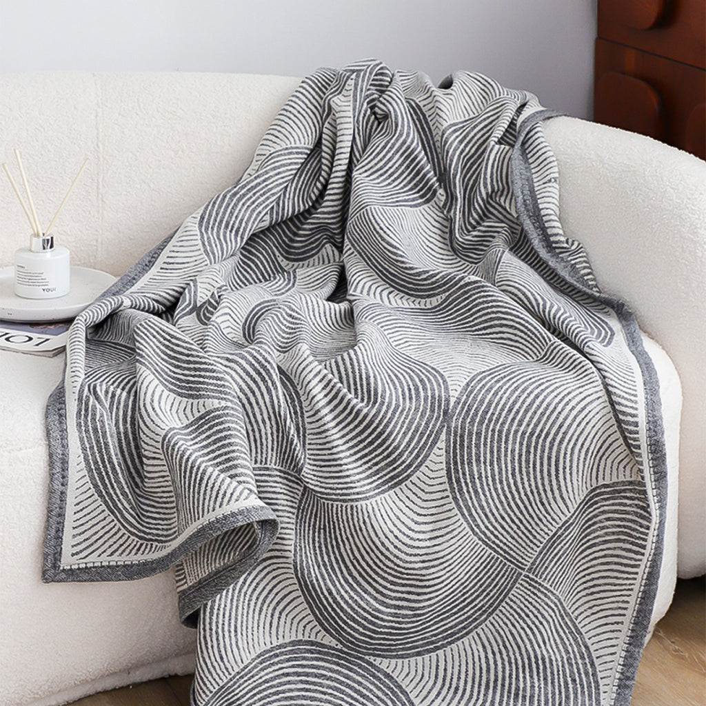 SOGA Charcoal Gray Geometric Swirl Throw Blanket 130x180cm Polyester