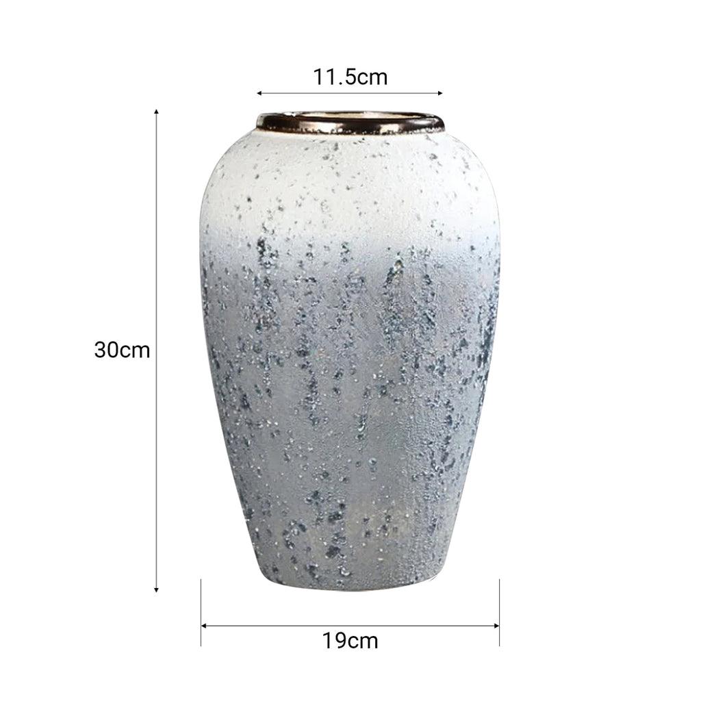 SOGA 30x19cm White and Grey Medium Ceramic Flower Vase Elegant Living Room Home Decor