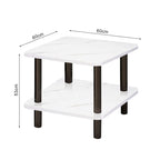 SOGA 2X 60cm White Ceramic Side Table Stone Pattern Modern Design