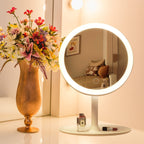 SOGA 2X 26cm White Round Smart LED Makeup Bedroom Table Vanity Mirror Tricolor