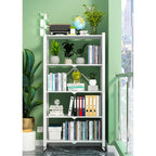 SOGA 2X 5 Tier Steel White Foldable Display Stand Multi-Functional Shelves Storage Organizer with Wheels