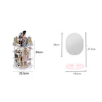 SOGA 360 Degree Rotating Makeup Organiser Cosmetics Holder with 20cm White Rechargeable LED Light  Tabletop Vanity Mirror Set