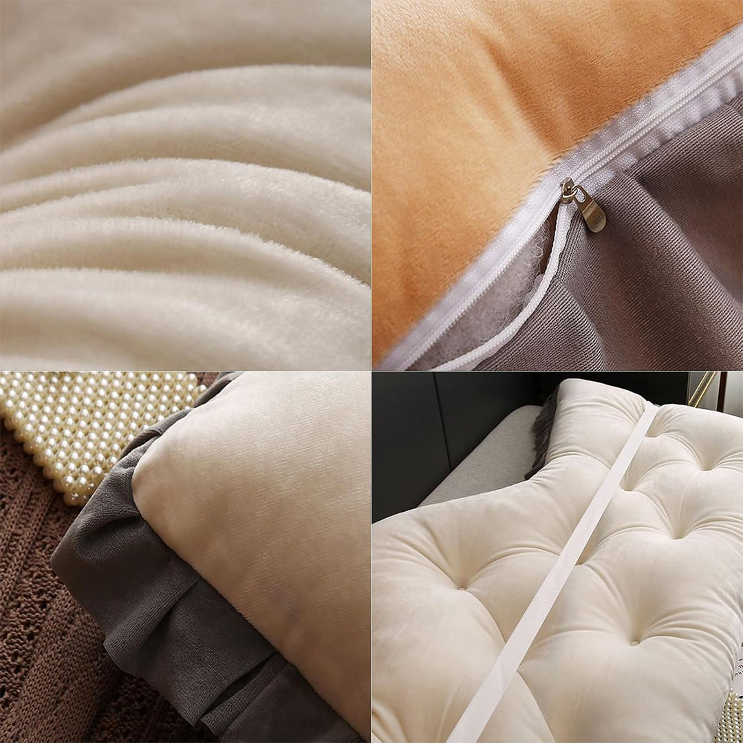 SOGA 2x 150cm Crown Pillow Tufted Cream Headboard Cushion for Bed