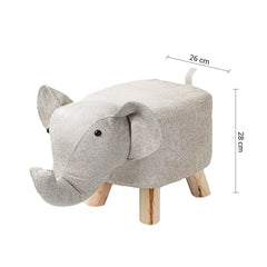 SOGA Beige Gray Children Bench Elephant Character Round Ottoman Stool Soft Small Comfy Seat Home Decor