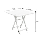 SOGA 2X White Dining Table Portable Square Surface Space Saving Folding Desk with Lacquered Legs  Home Decor