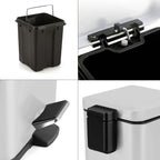 SOGA Foot Pedal Stainless Steel Rubbish Recycling Garbage Waste Trash Bin Square 6L White