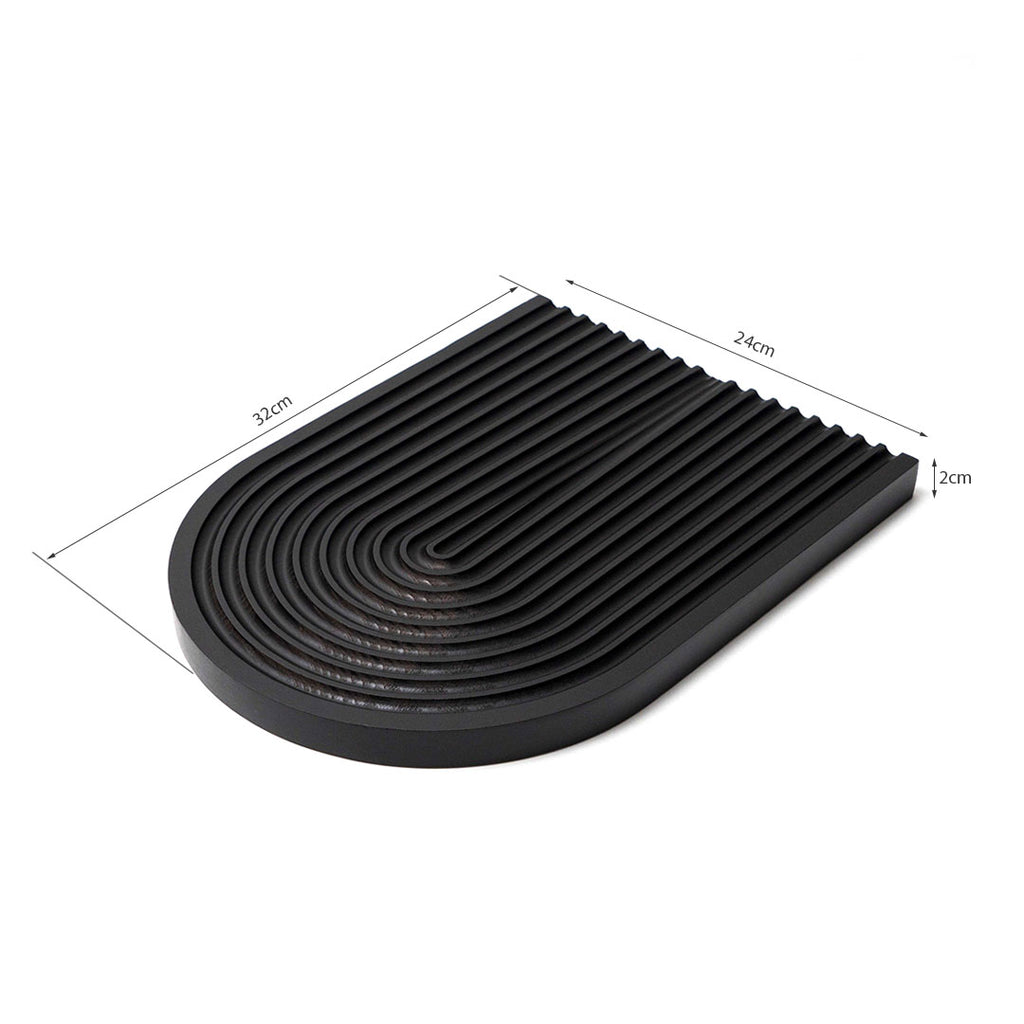 SOGA 32cm Black Ribbed Wooden  - Premium Beech Wood Decorative Tray