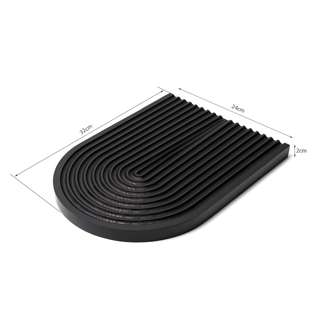 SOGA 32cm Black Ribbed Wooden  - Premium Beech Wood Decorative Tray