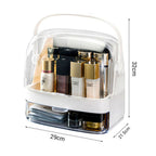 SOGA 2X 2 Tier White Countertop Makeup Cosmetic Storage Organiser Skincare Holder Jewelry Storage Box with Handle