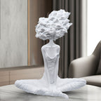 SOGA 59cm White Resin Sculpture – Calm Yoga Woman Decor Piece