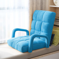 SOGA 4X Foldable Lounge Cushion Adjustable Floor Lazy Recliner Chair with Armrest Blue