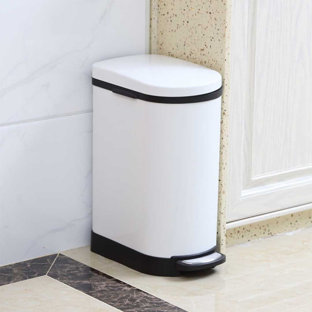 SOGA 2X Foot Pedal Stainless Steel Rubbish Recycling Garbage Waste Trash Bin U White 10L