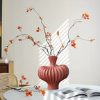 SOGA 2X 25X24cm Ornament Matte Red Small Vases Countertop Decoration Accessories Porch Crafts Home Decor