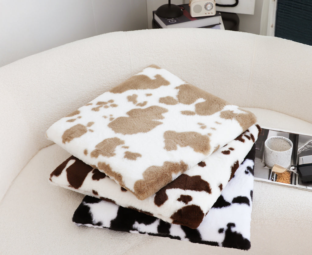SOGA Brown Cow Print Cushion – Soft Plush Backrest for Home & Office
