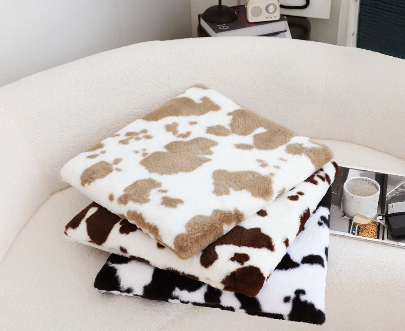 SOGA Brown Cow Print Cushion – Soft Plush Backrest for Home & Office