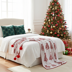 SOGA Christmas Bundle – 2 Festive Teal Christmas Tree Pillow & Red Holiday Throw Blanket $ 243