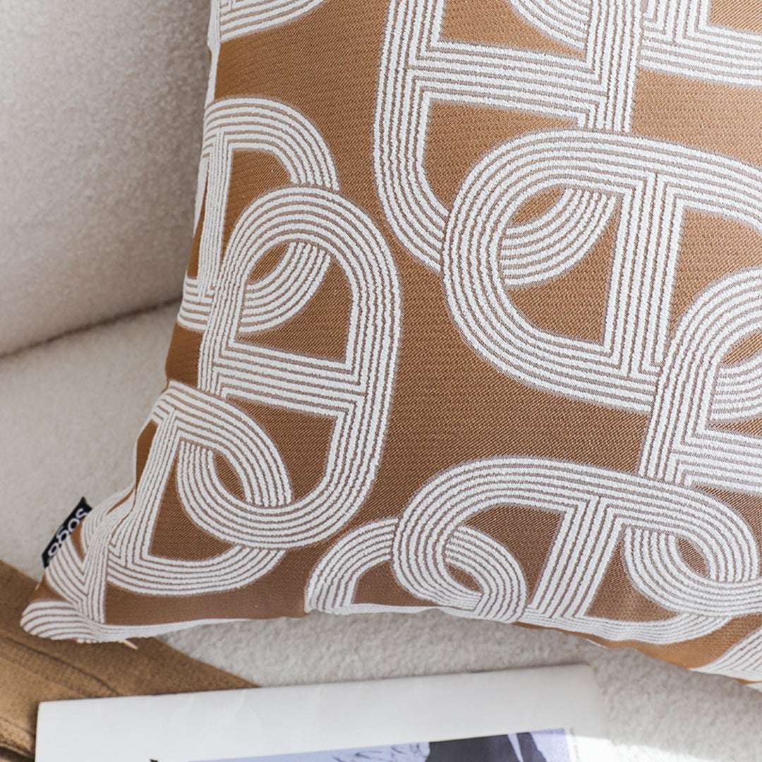 SOGA 2X 50cm Artistic Camel Brown White Geometric Pattern Throw Pillow $ 142