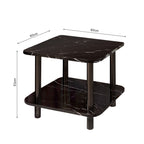 SOGA 2X 60cm Black Ceramic Table Stone Pattern Modern Design with Black Legs